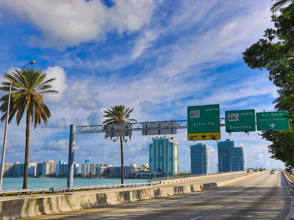 MacArthur Causeway in Richtung Miami Beach