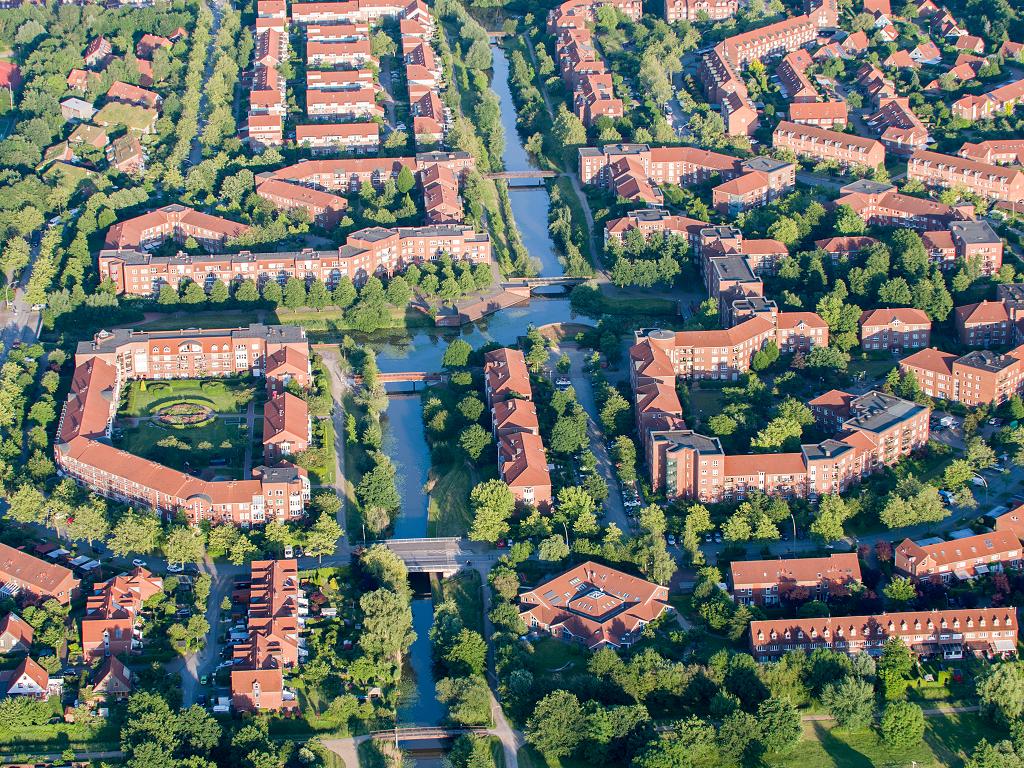 Blick auf ein Wohngebiet in Hamburg