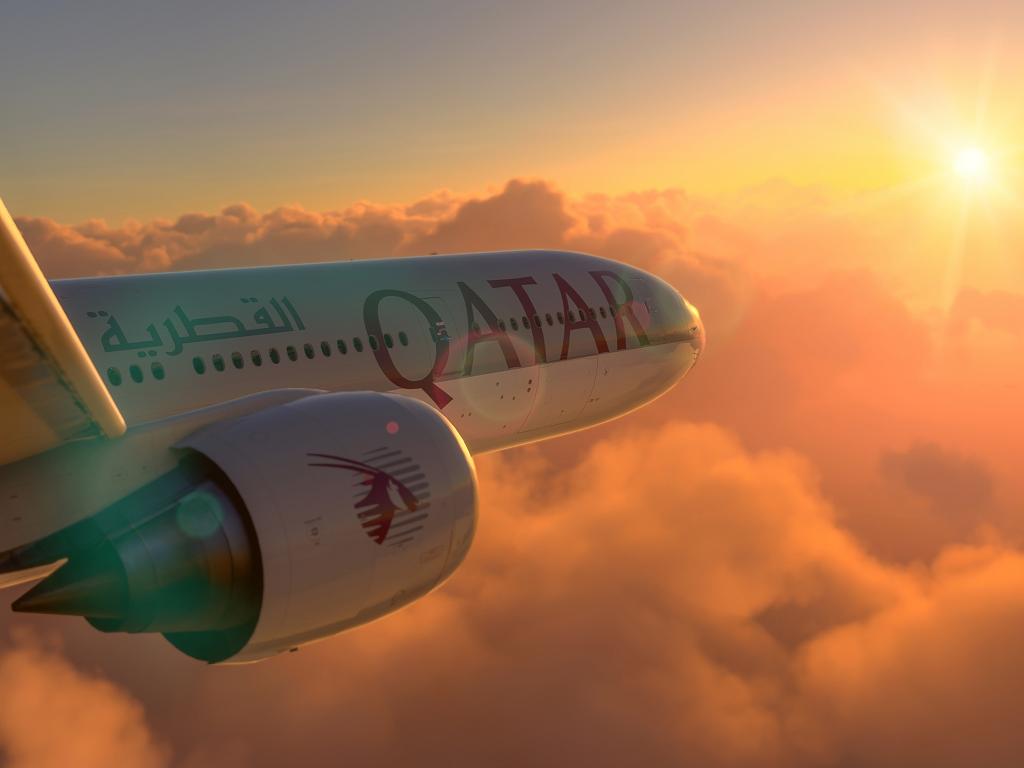 Sonnenuntergang Qatar Airways