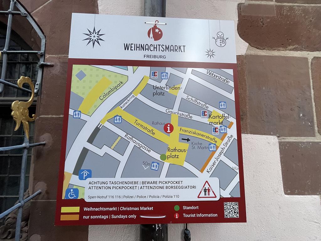 Plan vom Weihnachtsmarkt Freiburg